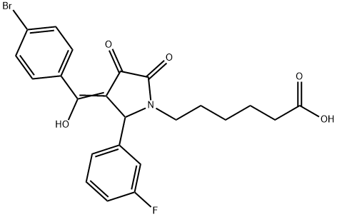 6-[(3E)-3-[(4-bromophenyl)-hydroxymethylidene]-2-(3-fluorophenyl)-4,5-dioxopyrrolidin-1-yl]hexanoic acid Struktur