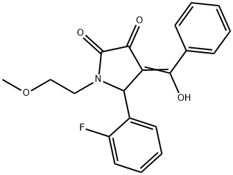 (4E)-5-(2-fluorophenyl)-4-[hydroxy(phenyl)methylidene]-1-(2-methoxyethyl)pyrrolidine-2,3-dione Structure