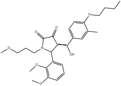 (4E)-4-[(4-butoxy-3-methylphenyl)-hydroxymethylidene]-5-(2,3-dimethoxyphenyl)-1-(3-methoxypropyl)pyrrolidine-2,3-dione Structure
