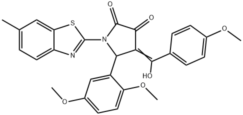 (4E)-5-(2,5-dimethoxyphenyl)-4-[hydroxy-(4-methoxyphenyl)methylidene]-1-(6-methyl-1,3-benzothiazol-2-yl)pyrrolidine-2,3-dione Structure