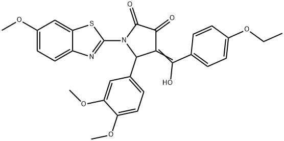(4E)-5-(3,4-dimethoxyphenyl)-4-[(4-ethoxyphenyl)-hydroxymethylidene]-1-(6-methoxy-1,3-benzothiazol-2-yl)pyrrolidine-2,3-dione Structure