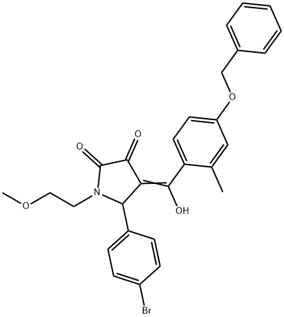 (4E)-5-(4-bromophenyl)-4-[hydroxy-(2-methyl-4-phenylmethoxyphenyl)methylidene]-1-(2-methoxyethyl)pyrrolidine-2,3-dione Structure