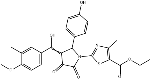 ethyl 2-[(3E)-3-[hydroxy-(4-methoxy-3-methylphenyl)methylidene]-2-(4-hydroxyphenyl)-4,5-dioxopyrrolidin-1-yl]-4-methyl-1,3-thiazole-5-carboxylate Structure