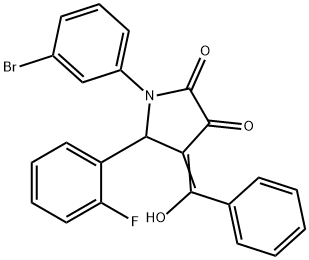 (4E)-1-(3-bromophenyl)-5-(2-fluorophenyl)-4-[hydroxy(phenyl)methylidene]pyrrolidine-2,3-dione Structure