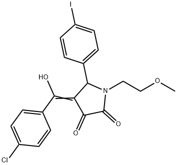 (4E)-4-[(4-chlorophenyl)-hydroxymethylidene]-5-(4-iodophenyl)-1-(2-methoxyethyl)pyrrolidine-2,3-dione Structure