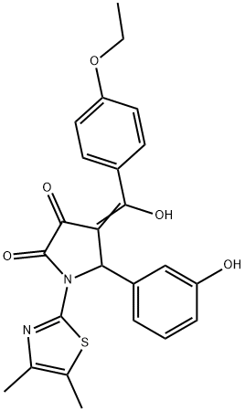 (4E)-1-(4,5-dimethyl-1,3-thiazol-2-yl)-4-[(4-ethoxyphenyl)-hydroxymethylidene]-5-(3-hydroxyphenyl)pyrrolidine-2,3-dione 结构式