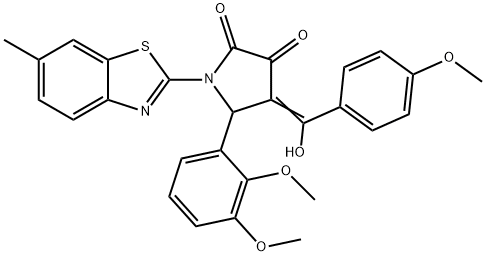 (4E)-5-(2,3-dimethoxyphenyl)-4-[hydroxy-(4-methoxyphenyl)methylidene]-1-(6-methyl-1,3-benzothiazol-2-yl)pyrrolidine-2,3-dione Structure
