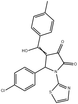 (4E)-5-(4-chlorophenyl)-4-[hydroxy-(4-methylphenyl)methylidene]-1-(1,3-thiazol-2-yl)pyrrolidine-2,3-dione Structure