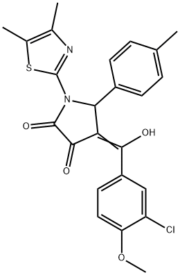 (4E)-4-[(3-chloro-4-methoxyphenyl)-hydroxymethylidene]-1-(4,5-dimethyl-1,3-thiazol-2-yl)-5-(4-methylphenyl)pyrrolidine-2,3-dione Structure
