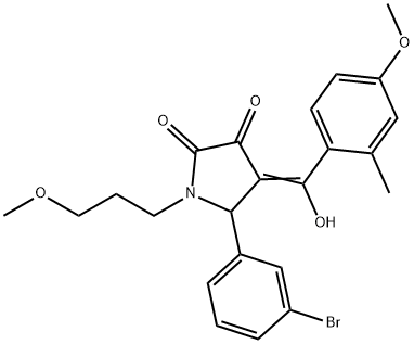 (4E)-5-(3-bromophenyl)-4-[hydroxy-(4-methoxy-2-methylphenyl)methylidene]-1-(3-methoxypropyl)pyrrolidine-2,3-dione Structure
