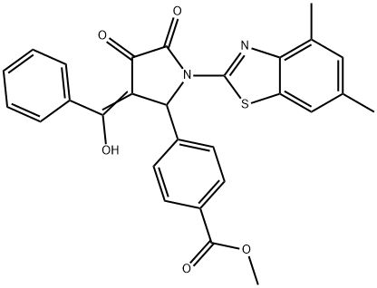 methyl 4-[(3E)-1-(4,6-dimethyl-1,3-benzothiazol-2-yl)-3-[hydroxy(phenyl)methylidene]-4,5-dioxopyrrolidin-2-yl]benzoate Structure