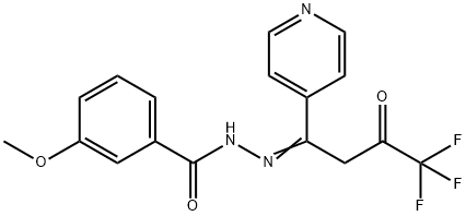 3-methoxy-N-[(Z)-(4,4,4-trifluoro-3-oxo-1-pyridin-4-ylbutylidene)amino]benzamide Structure
