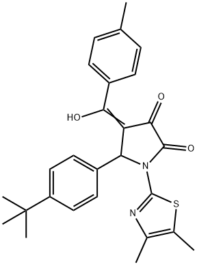 (4E)-5-(4-tert-butylphenyl)-1-(4,5-dimethyl-1,3-thiazol-2-yl)-4-[hydroxy-(4-methylphenyl)methylidene]pyrrolidine-2,3-dione Structure