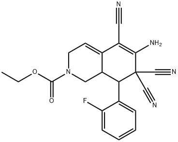 ethyl 6-amino-5,7,7-tricyano-8-(2-fluorophenyl)-1,3,8,8a-tetrahydroisoquinoline-2-carboxylate Structure