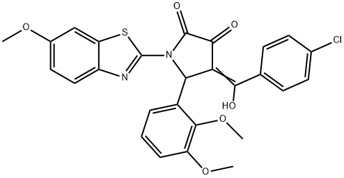 672272-51-4 (4E)-4-[(4-chlorophenyl)-hydroxymethylidene]-5-(2,3-dimethoxyphenyl)-1-(6-methoxy-1,3-benzothiazol-2-yl)pyrrolidine-2,3-dione