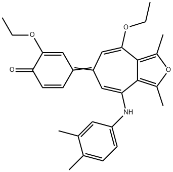 (4Z)-4-[8-(3,4-dimethylanilino)-4-ethoxy-1,3-dimethylcyclohepta[c]furan-6-ylidene]-2-ethoxycyclohexa-2,5-dien-1-one Structure