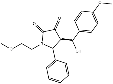 (4E)-4-[hydroxy-(4-methoxyphenyl)methylidene]-1-(2-methoxyethyl)-5-phenylpyrrolidine-2,3-dione Struktur
