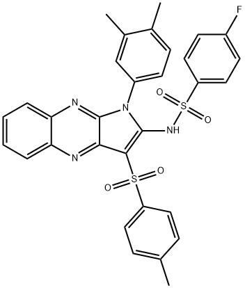 N-[1-(3,4-dimethylphenyl)-3-(4-methylphenyl)sulfonylpyrrolo[3,2-b]quinoxalin-2-yl]-4-fluorobenzenesulfonamide Structure