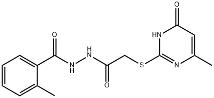 2-methyl-N'-[2-[(6-methyl-4-oxo-1H-pyrimidin-2-yl)sulfanyl]acetyl]benzohydrazide Struktur