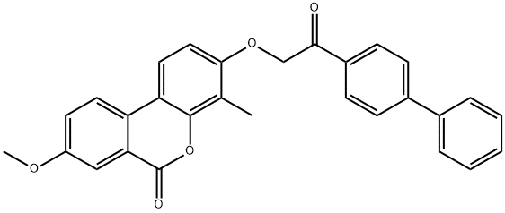 8-methoxy-4-methyl-3-[2-oxo-2-(4-phenylphenyl)ethoxy]benzo[c]chromen-6-one Struktur