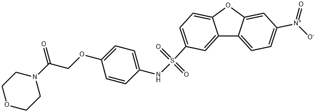 N-[4-(2-morpholin-4-yl-2-oxoethoxy)phenyl]-7-nitrodibenzofuran-2-sulfonamide Struktur