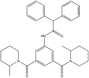 N-[3,5-bis(2-methylpiperidine-1-carbonyl)phenyl]-2,2-diphenylacetamide Struktur