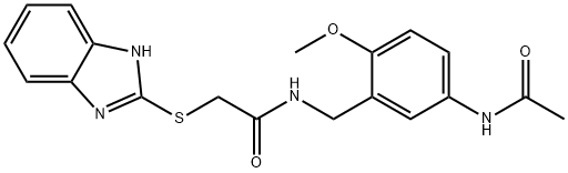 N-[(5-acetamido-2-methoxyphenyl)methyl]-2-(1H-benzimidazol-2-ylsulfanyl)acetamide Struktur