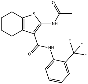 2-acetamido-N-[2-(trifluoromethyl)phenyl]-4,5,6,7-tetrahydro-1-benzothiophene-3-carboxamide,726145-43-3,结构式