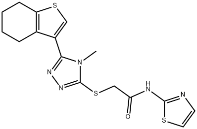 2-[[4-methyl-5-(4,5,6,7-tetrahydro-1-benzothiophen-3-yl)-1,2,4-triazol-3-yl]sulfanyl]-N-(1,3-thiazol-2-yl)acetamide Structure