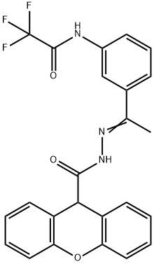 N-[(E)-1-[3-[(2,2,2-trifluoroacetyl)amino]phenyl]ethylideneamino]-9H-xanthene-9-carboxamide|