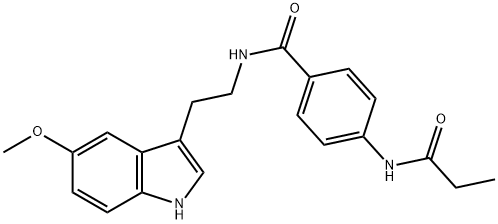 N-[2-(5-methoxy-1H-indol-3-yl)ethyl]-4-(propanoylamino)benzamide Struktur