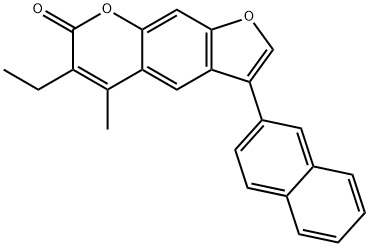 6-ethyl-5-methyl-3-naphthalen-2-ylfuro[3,2-g]chromen-7-one Struktur