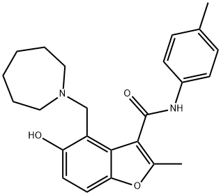 4-[(氮杂环庚烷-1-基)甲基]-5-羟基-2-甲基-N-(4-甲基苯基)-1-苯呋喃-3-甲酰胺,880440-91-5,结构式