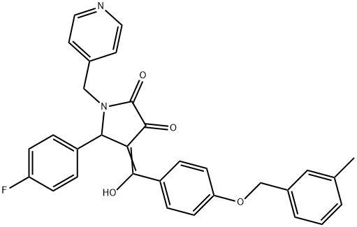 (4E)-5-(4-fluorophenyl)-4-[hydroxy-[4-[(3-methylphenyl)methoxy]phenyl]methylidene]-1-(pyridin-4-ylmethyl)pyrrolidine-2,3-dione Structure