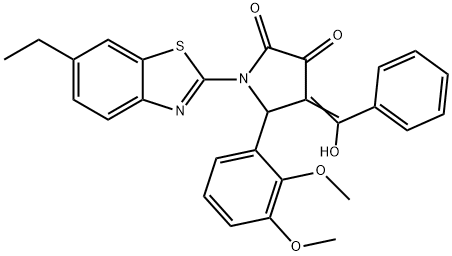 (4E)-5-(2,3-dimethoxyphenyl)-1-(6-ethyl-1,3-benzothiazol-2-yl)-4-[hydroxy(phenyl)methylidene]pyrrolidine-2,3-dione Structure