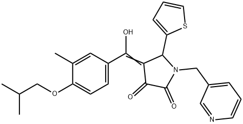 (4E)-4-[hydroxy-[3-methyl-4-(2-methylpropoxy)phenyl]methylidene]-1-(pyridin-3-ylmethyl)-5-thiophen-2-ylpyrrolidine-2,3-dione Structure