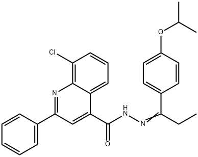 8-chloro-2-phenyl-N-[(Z)-1-(4-propan-2-yloxyphenyl)propylideneamino]quinoline-4-carboxamide Structure