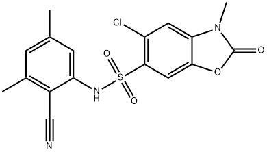 5-chloro-N-(2-cyano-3,5-dimethylphenyl)-3-methyl-2-oxo-1,3-benzoxazole-6-sulfonamide,898923-39-2,结构式