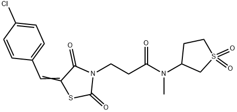3-[(5Z)-5-[(4-chlorophenyl)methylidene]-2,4-dioxo-1,3-thiazolidin-3-yl]-N-(1,1-dioxothiolan-3-yl)-N-methylpropanamide Structure