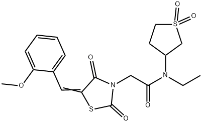 N-(1,1-dioxothiolan-3-yl)-N-ethyl-2-[(5E)-5-[(2-methoxyphenyl)methylidene]-2,4-dioxo-1,3-thiazolidin-3-yl]acetamide Structure