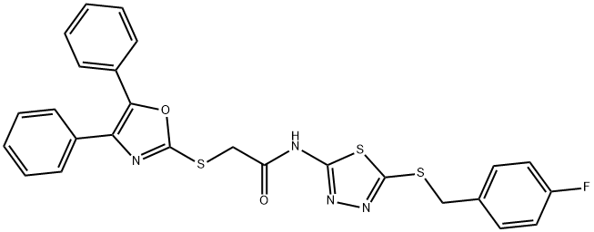 2-[(4,5-diphenyl-1,3-oxazol-2-yl)sulfanyl]-N-[5-[(4-fluorophenyl)methylsulfanyl]-1,3,4-thiadiazol-2-yl]acetamide Structure
