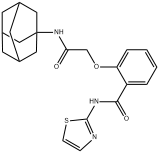 2-[2-(1-adamantylamino)-2-oxoethoxy]-N-(1,3-thiazol-2-yl)benzamide Struktur