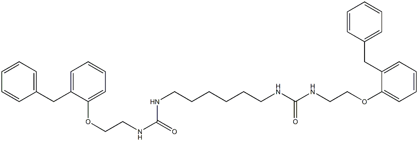 1-[2-(2-benzylphenoxy)ethyl]-3-[6-[2-(2-benzylphenoxy)ethylcarbamoylamino]hexyl]urea Struktur