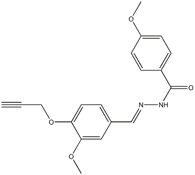 4-methoxy-N-[(E)-(3-methoxy-4-prop-2-ynoxyphenyl)methylideneamino]benzamide Struktur