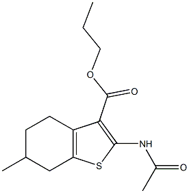 propyl 2-acetamido-6-methyl-4,5,6,7-tetrahydro-1-benzothiophene-3-carboxylate,,结构式