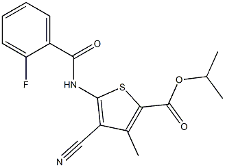 propan-2-yl 4-cyano-5-[(2-fluorobenzoyl)amino]-3-methylthiophene-2-carboxylate Structure