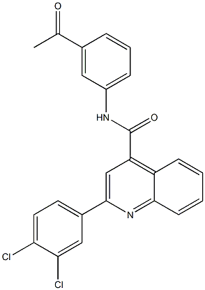 N-(3-acetylphenyl)-2-(3,4-dichlorophenyl)quinoline-4-carboxamide,,结构式