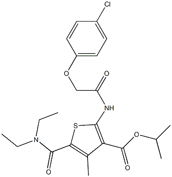 propan-2-yl 2-[[2-(4-chlorophenoxy)acetyl]amino]-5-(diethylcarbamoyl)-4-methylthiophene-3-carboxylate,,结构式