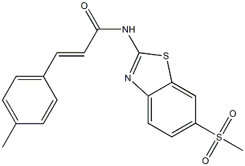 (E)-3-(4-methylphenyl)-N-(6-methylsulfonyl-1,3-benzothiazol-2-yl)prop-2-enamide,,结构式
