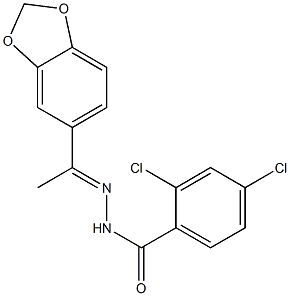 N-[(E)-1-(1,3-benzodioxol-5-yl)ethylideneamino]-2,4-dichlorobenzamide,,结构式
